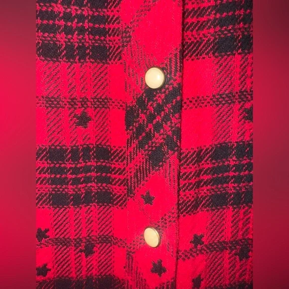 Idyllwind Red & Black Plaid Pearl Snap Shirt With Stars - Picture 4 of 5